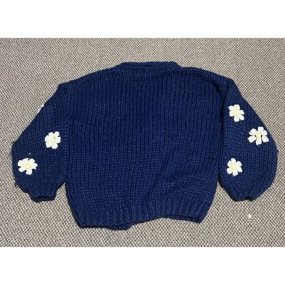 FRNCH Taya Floral Embroidered Hand Knit Cardigan Oversized  Chunky Size M/L - Picture 6 of 8